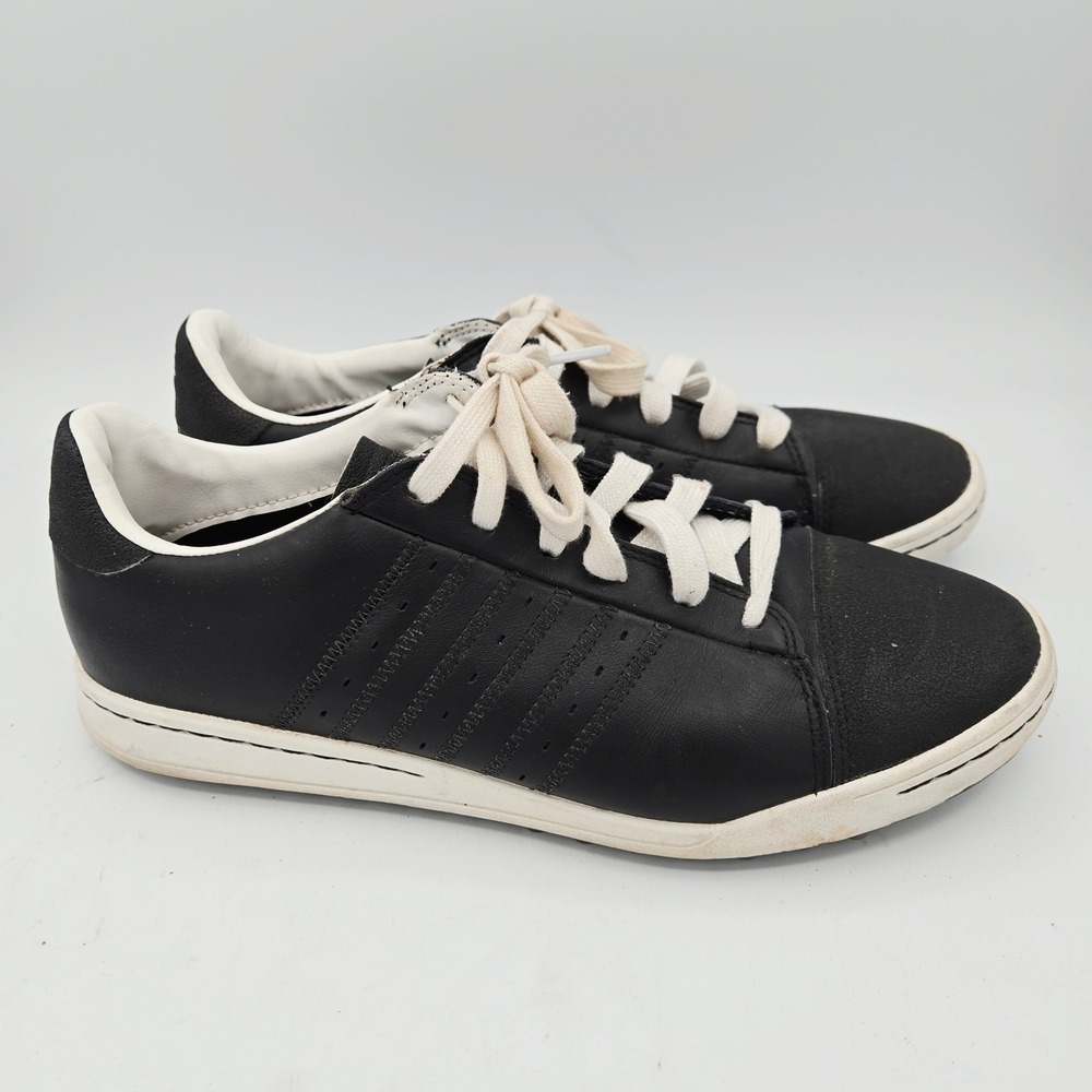 Adidas Mens Black Leather Low Top Spikeless Golf Sneakers Shoes US 8.5 UK 8